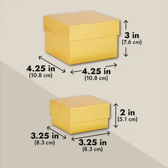 Stockroom Plus Set of 4 Sizes Square Nesting Gift Boxes with Lids for Presents, Stacking Decorative Goodie Box for Holidays, Wedding, Birthday, and Party Favors (Gold) {4}