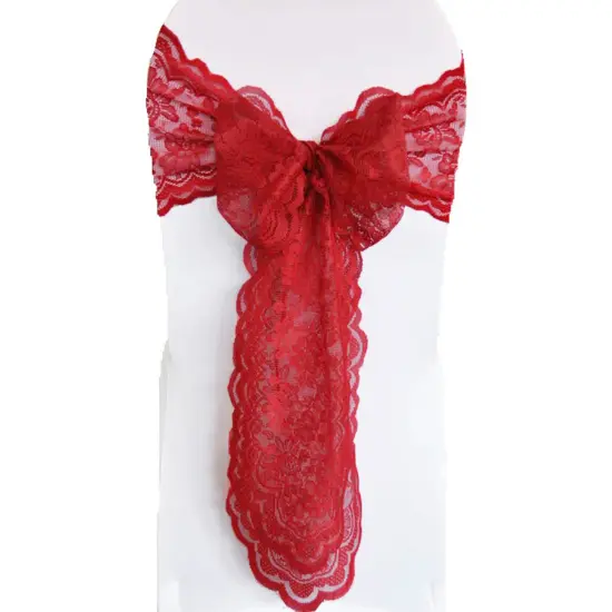 10 Pieces Apple Red Caspari Lace Chair Sashes Premium Event Decoration 9" x 108" {2}