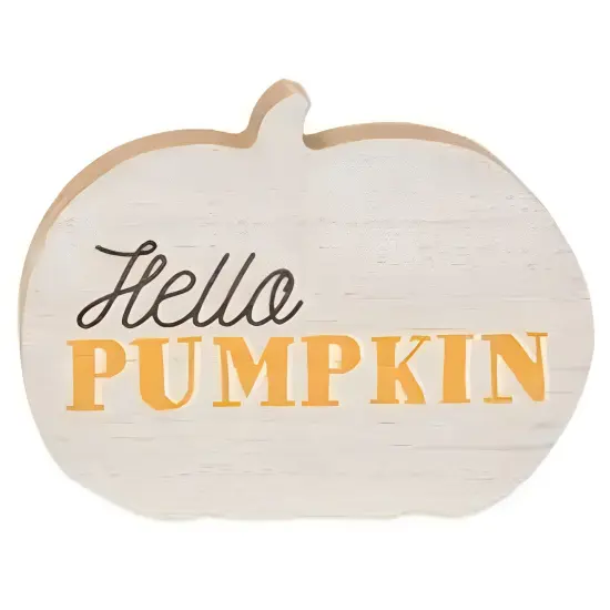 Chunky Wood Pumpkin Sitters with Fall Messages Decor 3 Asstd. {4}