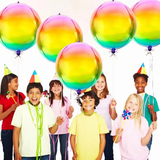 Colorful Rainbow Foil Balloons, 4D Gradient Rainbow Balloons, 22 Inch Tie Dye Balloons for Birthday Party, Summer Balloons Rainbow Mylar Balloons Rainbow Birthday Balloons Decorations {5}