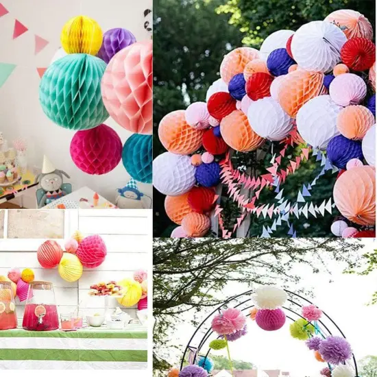 8pcs 10 inch Paper Honeycomb Balls Decorative Tissue Pom Poms Flower Art Hanging Balls for Birthday Wedding Nursery Baby Shower Home Decor (10inch, Dark Green) {3}