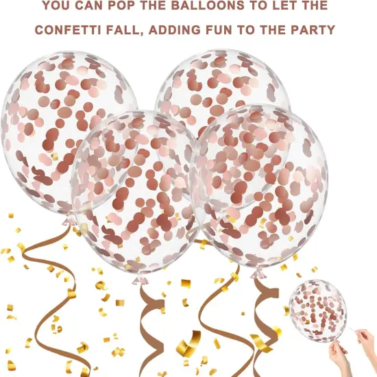 75 Pcs 12 Inch Rose Gold Balloons,Rose Gold and White Balloons,Rose Gold Metallic Latex Confetti Balloons for Birthday Wedding Engagement Bridal Shower Bachelorette Party Decorations {5}