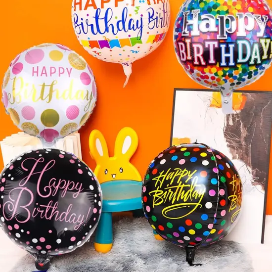50 Pieces Happy Birthday Party Aluminum Foil Balloons 18" Foil Mylar Helium Balloon Round Inflatable Balloons for Birthday Parties Baby Shower Decorations Supplies {5}