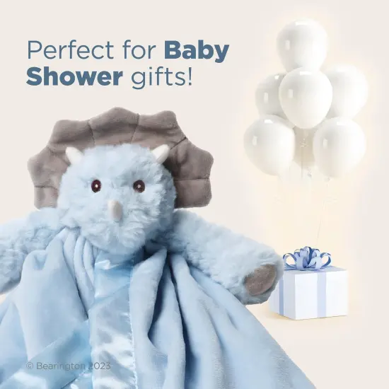 Bearington Baby Lil’ Tracer Snuggler, 15 Inch Light Blue Dinosaur Plush Stuffed Animal Security Blanket Lovey for Babies, For Ages 0-3 {5}