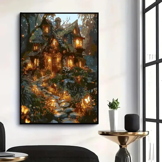 House Butterfly Tree Paint by Numbers Kit for Adults Beginner,DIY House Butterfly Tree Paint by Numbers for Adults,Easy Canvas Paint by Number Without Frame Home Wall Decor 16 x 20 in {3}