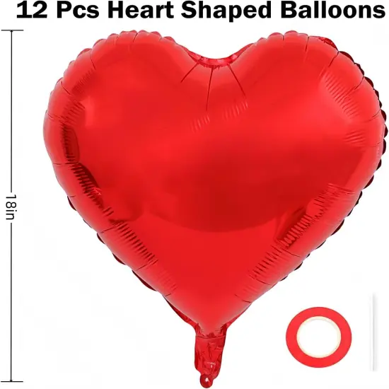 12Pcs Red Heart Balloons, 18 Inch, Love Balloons for Valentine's Day, Wedding, Birthday Decorations {2}
