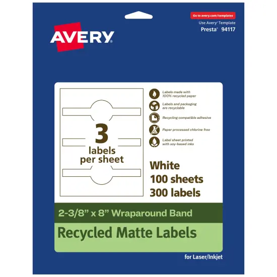 Avery Recycled Matte White Labels,2-3/8" x 8" Wraparound {7}