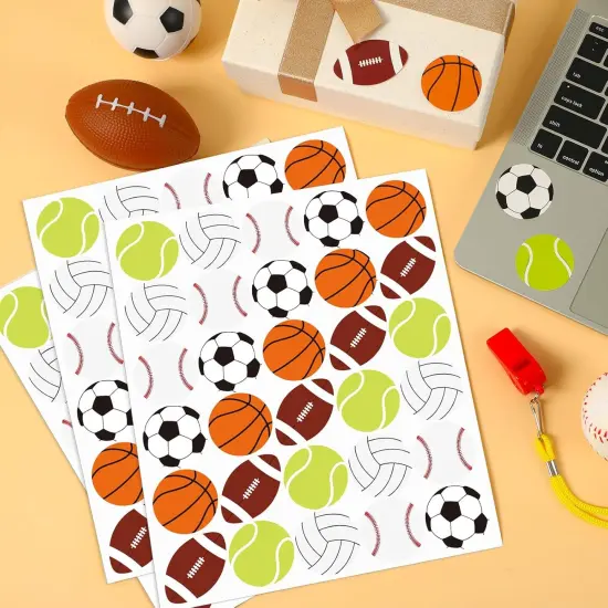Sports Stickers for Kids, 720 Pcs Football Basketball Stickers Envelope Sealing Shirt Water Bottle Stickers for Sports Event Ball Themed Party Decorations Boys Girls Kid's Gifts {4}