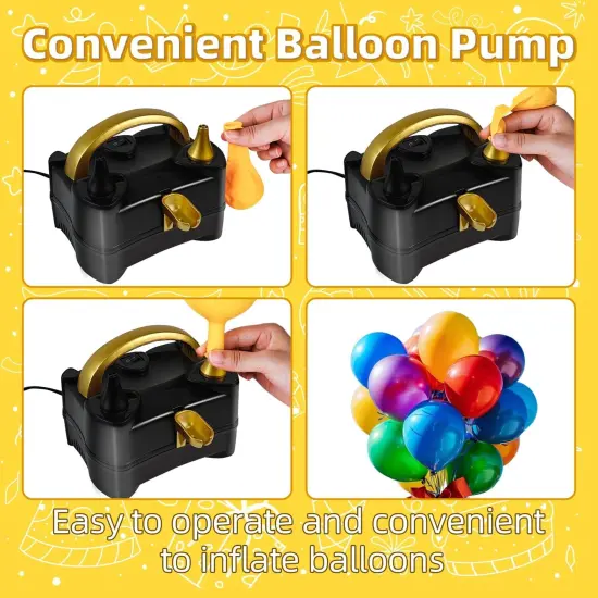 Balloon Pump Electric, Portable Balloon Inflator Pump Electric Air Pump for Balloons Dual Nozzle Electric Balloon Pump for Birthday Wedding Graduation Party Decorations {5}