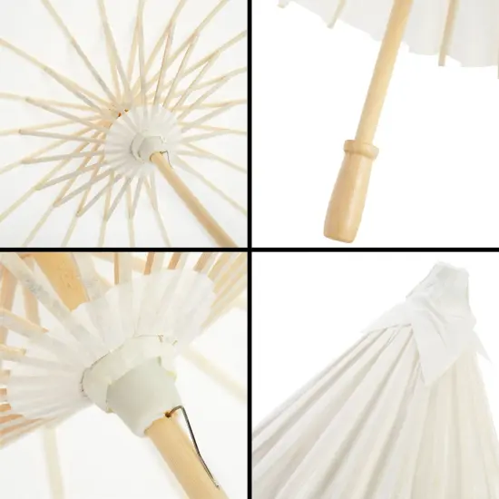 6-Pack Parasol Paper Umbrellas for Decorations for Kids, Cocktail Party Decor, DIY, Arts and Crafts Projects, Sun Parasols for Plants, Photo Props (Small, White, 16 in) {7}