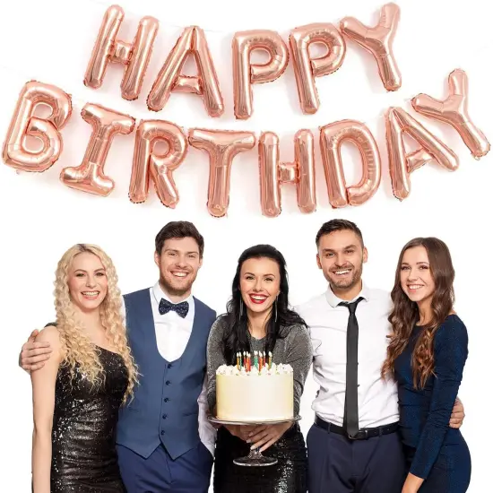 Birthday Party Decorations, Pink Set 15pcs - Happy Birthday Banner, Heart Star Balloons, Foil Confetti Balloons {2}