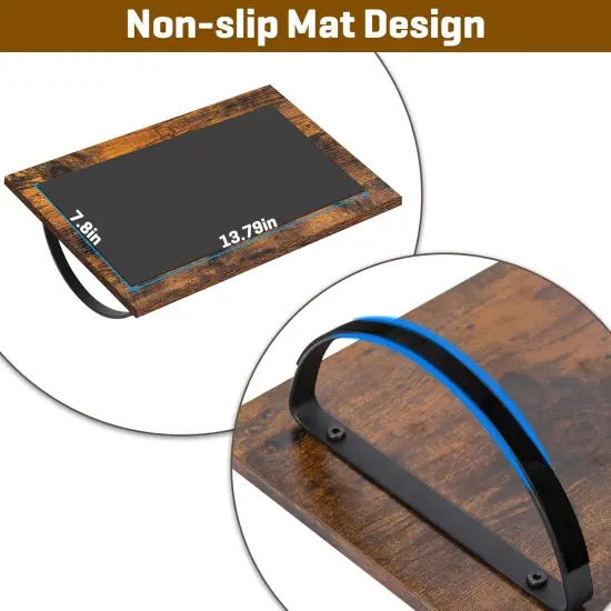 2-Pack Wooden Rocking Under Desk Foot Rest with Anti-Slip Surface &ndash; Ergonomic Adjustable Footrest for Office & Home, 4.7&rdquo; Height, Brown {5}