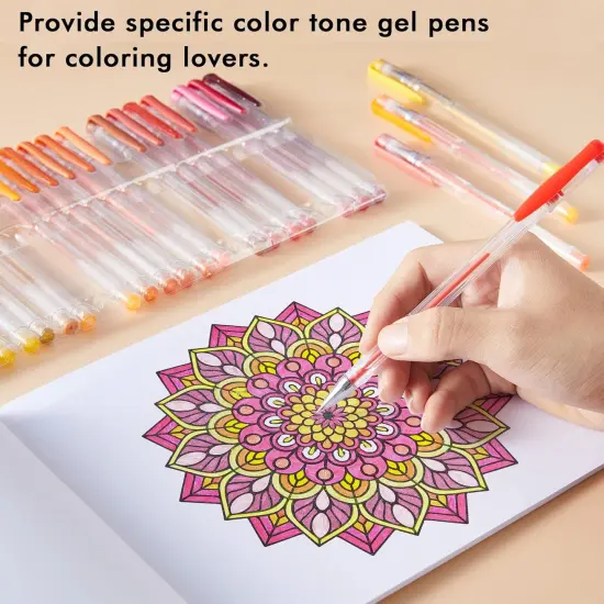 60 Pack Red Yellow Tone Gel Pens, 30 Red Orange Yellow Gel Pens with 30 Refills for Adults Coloring Books Journaling Drawing Nature, Landscapes, Animals Scenes {4}