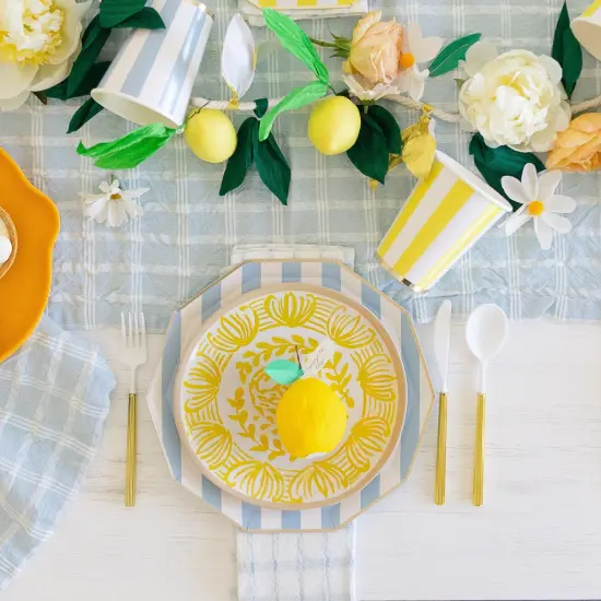 SOLEIL YELLOW SIGNATURE CABANA STRIPE CUPS {2}