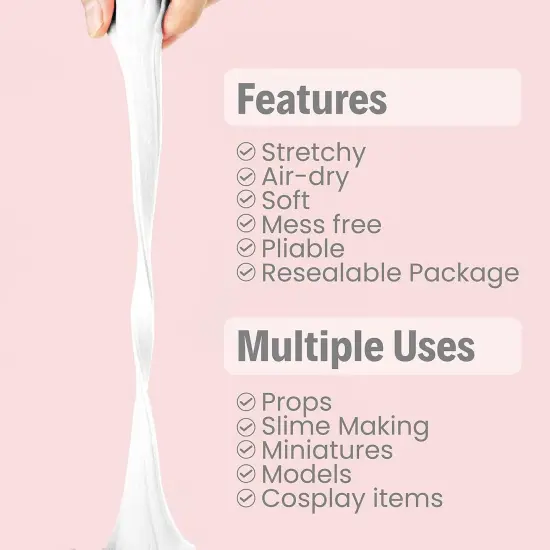 White Modeling Foam Clay Lite - 500 Grams, Squishy,Soft, Air Dry -for Flower Mirror,Cosplay,Fake Bake, Slime Supplies- 1.1 Lbs {2}