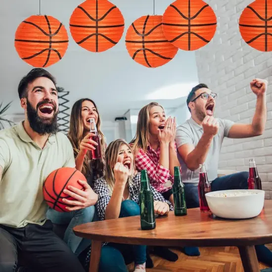 8 Pcs Basketball Paper Lanterns 8 Inch Basketball Shaped Sport Paper Lanterns Basketball Hanging Lanterns for Boys and Girls Basketball Theme Birthday Party Decorations {5}