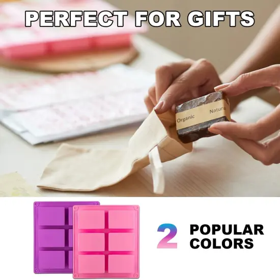 4 Pack Silicone Soap Molds, 6 Cavities Rectangle Silicone Soap Mold, Great for Homemade Craft Soap Bar Mold, DIY {4}