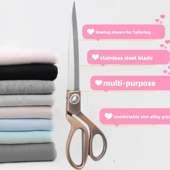 10.5'' Copper Fabric Scissors Stainless Steel sharp Tailor Scissors clothing scissors Professional Heavy Duty Dressmaking Shears Sewing Tailor {5}