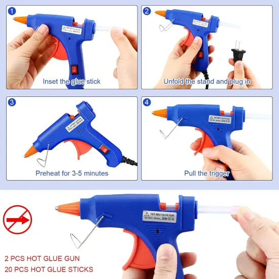 Mini Hot Glue Gun with Glue Sticks for Class Projects Small Hot Melt Gun for Kids Low Temp Glue Gun with Rubber Protector Craft Glue Gun for DIY Arts, Sealing, Home Repairs, 20 W (4 Pieces) {4}