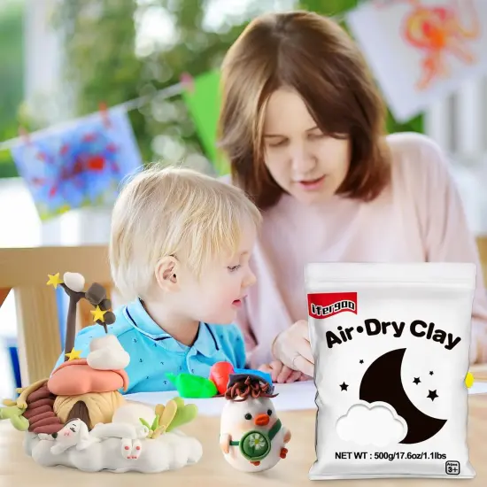 White Air Dry Clay, DIY Creative Modeling Clay for Kids, Super Light Magic Clay for Kids Age 3-12, Safe & Non-Toxic, Molding Clay for Sculpting {2}