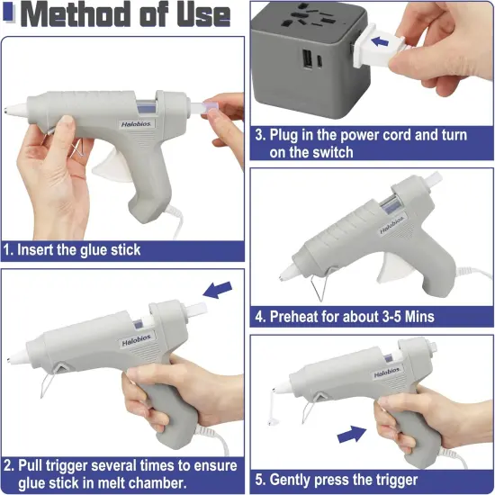 Hot Glue Gun, Fast Preheating Hot Melt Glue Gun with 20 Glue Sticks, Hot Glue Gun Full Size for Making Decoration School DIY Crafts Projects Home Repairs(40W Gray) {5}