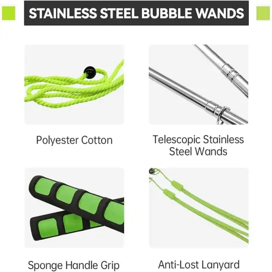 Bubble Wands, Ubitree 2Pcs Stainless Steel Giant Bubble Blower Wands, Telescopic Design Outdoor Bubble Sticks Bubble Maker Toys for Boys Girls Adults Birthday Party Favors Lawn Park Beach Summer Fun {3}