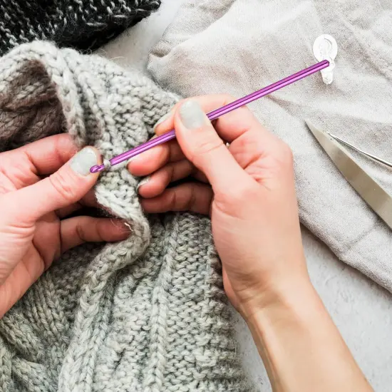 12 PCS Crochet Hook 4.5 mm Crochet Hooks Size 7 Aluminum Knitting Needles Craft Yarn, DIY Crochet Hooks Set for Knitting Scarf Hat {4}