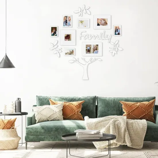 Photo Frame | Plaque College Frame - Wall Decoration Combination - White PVC Picture Frame Selfie Gallery Collage With Hanging Template & Wall Mounting Design | Family Tree {5}