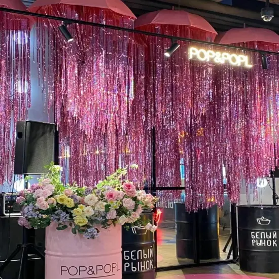 2 Pack 3.2 ft x 8.2 ft Metallic Tinsel Foil Fringe Curtains Party Photo Backdrop Party Streamers for Birthday,Graduation,New Year Eve Decorations Wedding Decor {2}