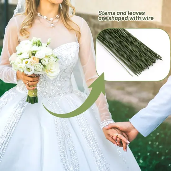 18 Gauge Green Flexible Paddle,50 Pcs Dark Green Floral Stem Wire Flower Stems Floral Paper Wrapped Wire for Crafts Flower Arrangements Flower Making {2}