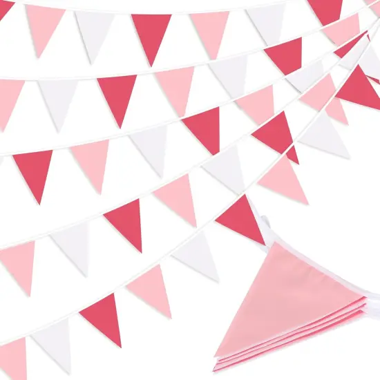 Pink Pennant Banner Triangle Flag Bunting Garland for Wedding Birthday Baby Shower Graduation Decoration 33 Feet 30 Pieces {1}