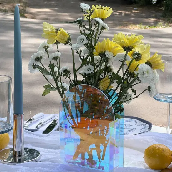 Lucite Iridescent Dome Vase By Kinor Decor {3}
