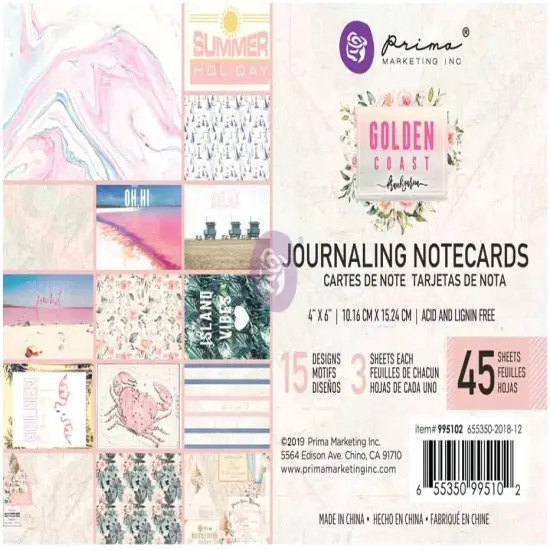 Prima 4"x6" Journaling Cards - Golden Coast 655350995102 {1}