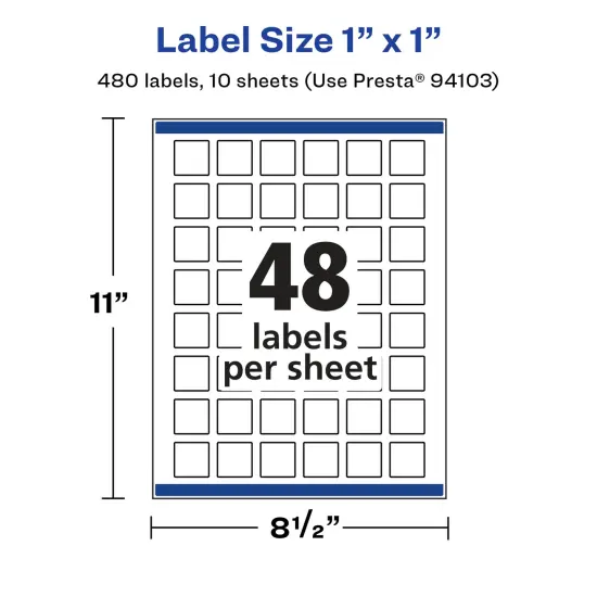 Avery Glossy White Square Labels with Sure Feed, 1" x 1" {5}