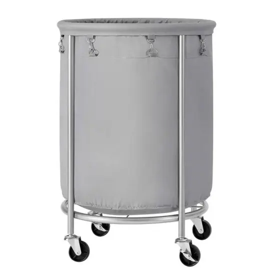 45-Gallon Laundry Hamper with Rolling Wheels and Powder-Coated Frame Included Fabric Bag Grey {1}