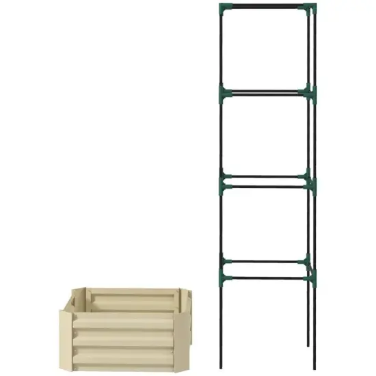 Galvanized Steel Raised Tomato Cage Planter Box Adjustable Height Open Bottom Garden Planter Grey {2}