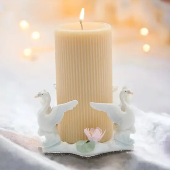 Ceramic Swan Pillar Candle Holder, Wedding D&eacute;cor or Gift, Anniversary D&eacute;cor or Gift, Romantic Home D&eacute;cor, Vanity Decor {1}