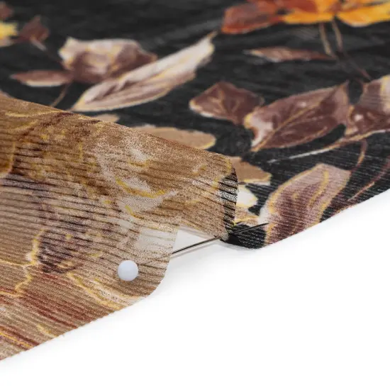 1 Yard Polyester Chiffon Fabric Floral Print, Black, Orange & Yellow, 61" Width {2}