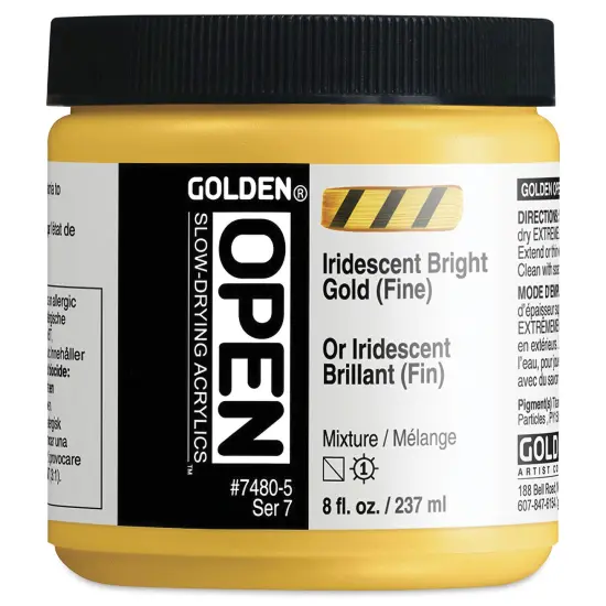 Golden Open Acrylics - Iridescent Bright Gold (Fine), 8 oz Jar {2}
