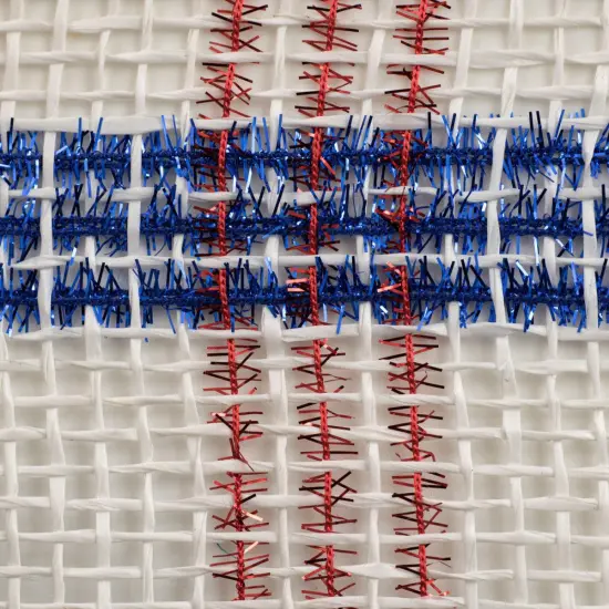 10" Poly Burlap Mesh Ribbon: Patriotic Tinsel Check {2}