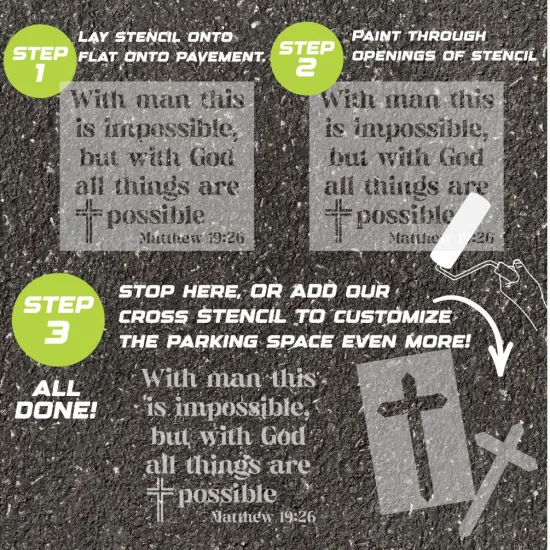 Matthew Bible Verse Parking Space Stencil | High School Senior Parking Spot Stencil | Reusable Stencil | Stencil Ease | {3}