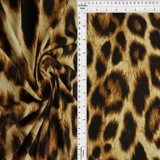 1 Yard Soft Stretch Brown DTY Brushed Animal Print Knit Fabric 58/60 Inches Wide {3}