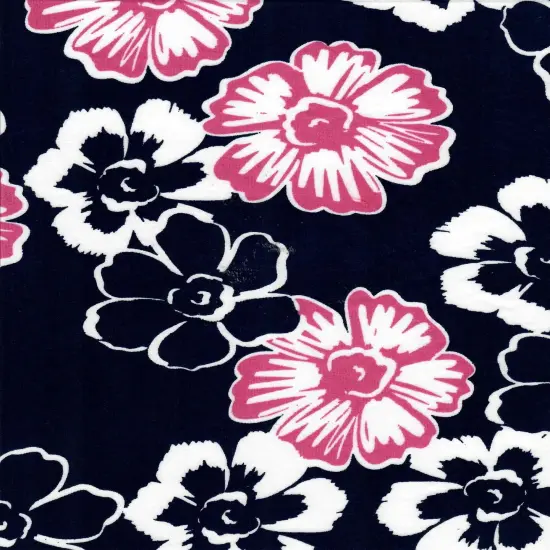 1 Yard DTY Brushed Flower Print Knit Fabric 58/60 Inches Wide Soft Stretch NAVY {1}