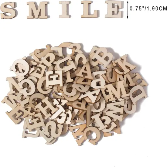 296 Pieces 0.75" Inch Mini Unfinished Wood Alphabet Letters {3}
