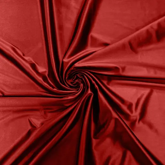 1 Yard Casino Stretch Satin Spandex Fabric Shiny for Dresses & Costumes Apple Red {1}