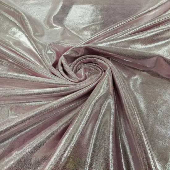 1 Yard Foggy Foil Shimmer Nylon Spandex Fabric 4 Way Stretch Reflective Lightweight 58-60 inches width Pink-Silver {1}