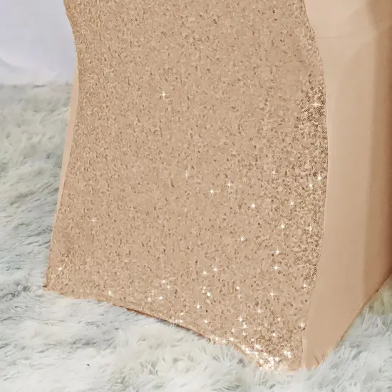 1 Piece Elegant Champagne Sequin Spandex Chair Cover Banquet Stretch Fit {5}