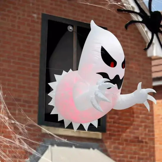 4.5ft Inflatable with LED Flying Ghost Broke Out from Window Halloween Decor {3}
