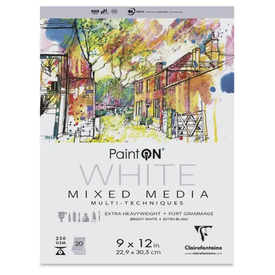 Clairefontaine PaintOn Mixed Media Pad - White, 9" x 12", 20 Sheets {1}