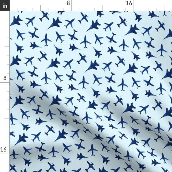 Various Fabrics by the Yard or Fat Quarter Watercolor Airplanes Blue Airplane Aviation Transport Boy Kids Custom Printed Fabric by Spoonflower {2}